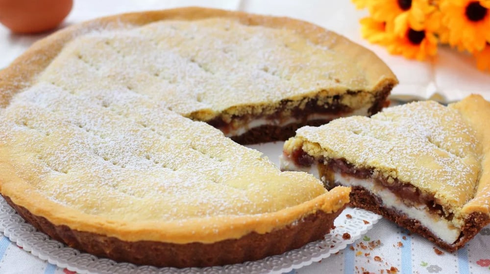 Crostata bicolore ricotta e marmellata