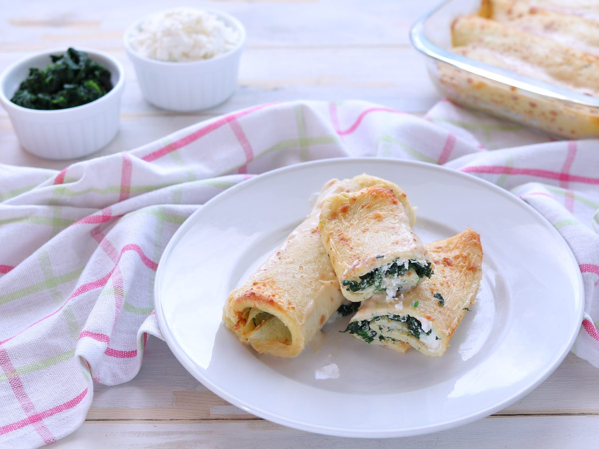 Crespelle al forno con ricotta e spinaci