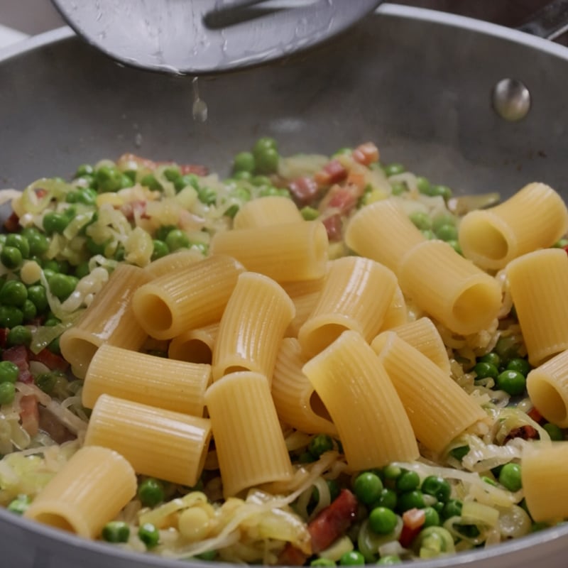 Pasta porri, piselli e pancetta - Step 9