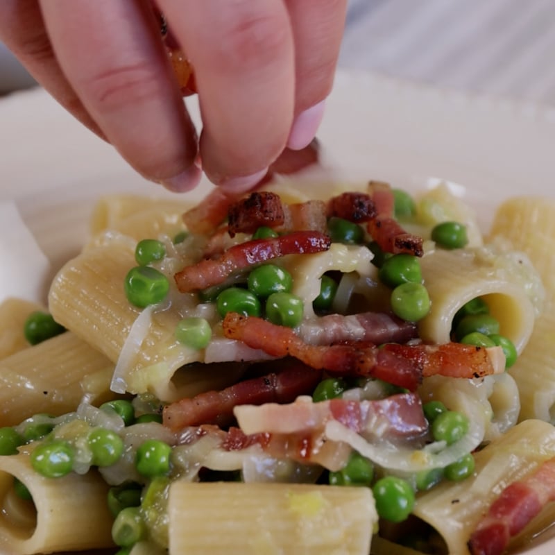 Pasta porri, piselli e pancetta - Step 10