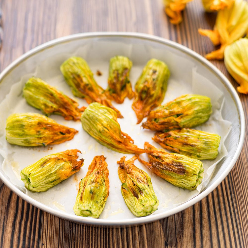 fiori di zucca zucchine e salmone